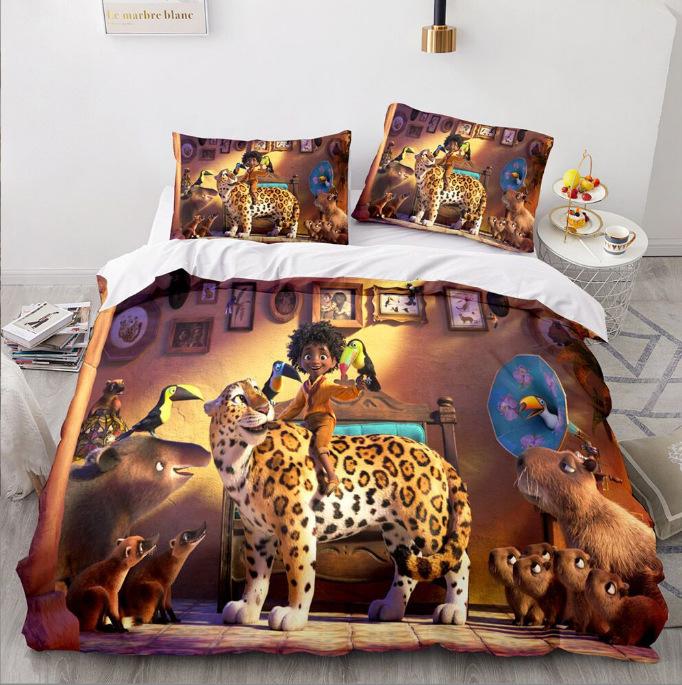 Magic Full House Three-Piece 3D Digital Printing Quilt Cover Pillowcase