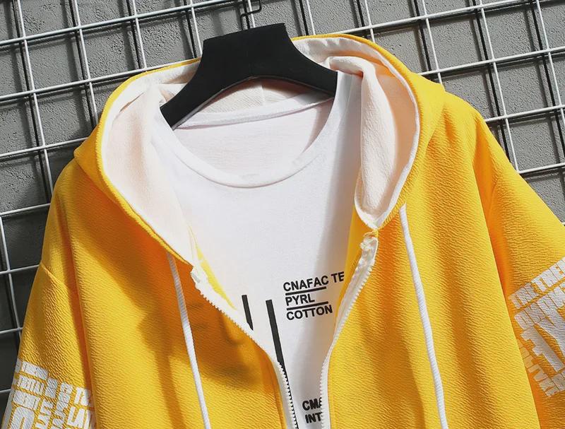 Pánská slim fit mikina na zip s kapucí - Korejský styl jarní/letní ležérní nošení