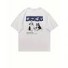 Summer Cartoon Cat Letter Printed Loose T-Shirt Cotton Casual Round Neck Short Sleeve Tops Unisex Round Neck Clothing