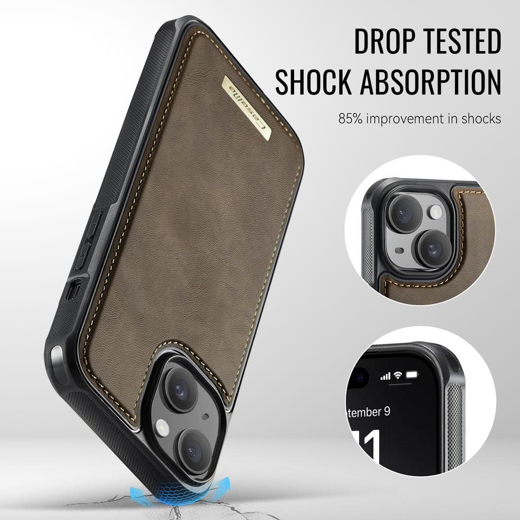 For iPhone 14 Magnetic Case CASEME ME80 Series Leather PC TPU Phone Cover with Detachable Wallet