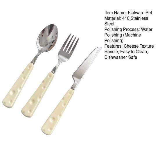 Western Food Tableware Stainless Steel Cut Cheese Hole Embossed Handle Steak Pasta Soup Dessert Knife Fork Spoon Dining Table Cutlery