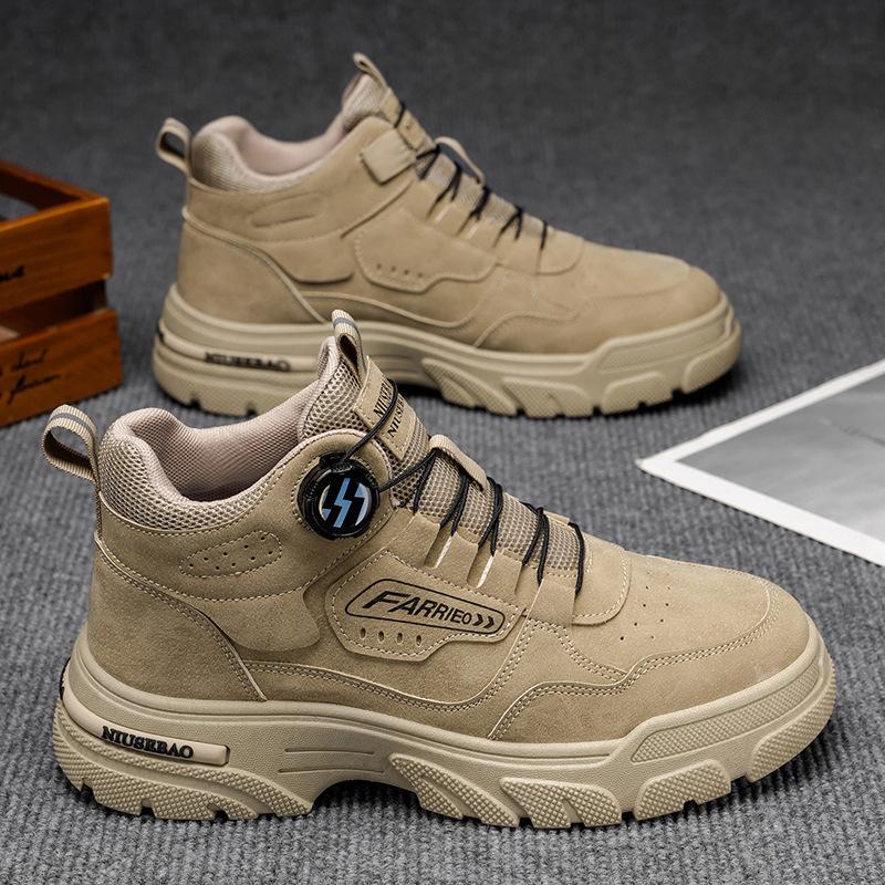 High-top Men's Shoes 2025 Autumn Casual Board Shoes Youth Knob Soft-soled Sports Martin Boots Daily Casual Men's Shoes