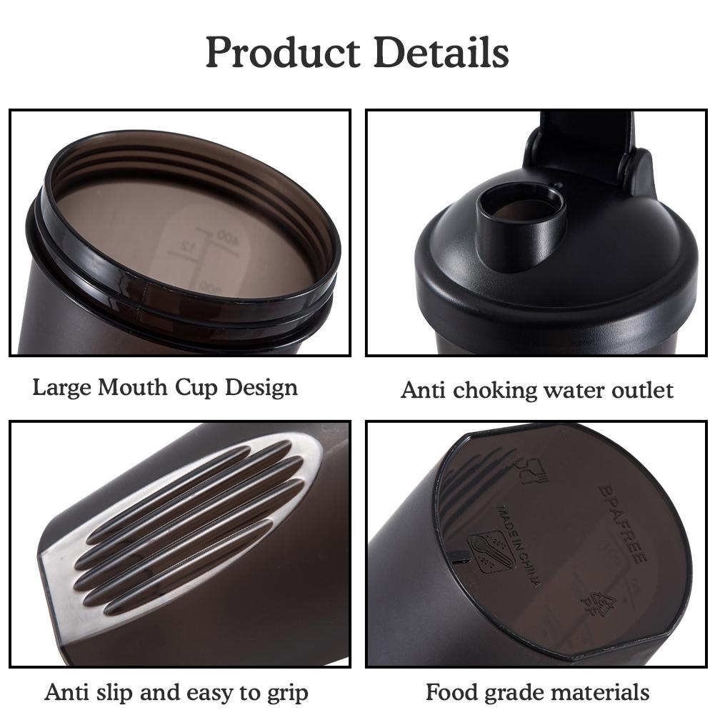 NEW 400ML Shaker Bottles Sport Water Cups Whey Protein Powder Mixer Bottle Fitness Gym Shaker Outdoor Portable Plastic Drink Cup