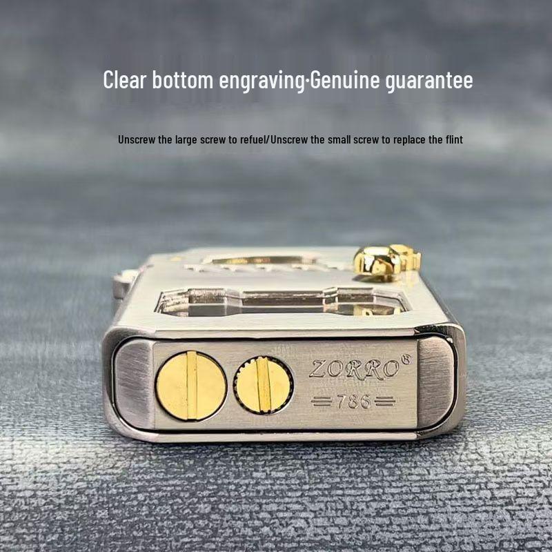 Zorro Cyber Mecha Kerosene Lighter with One-Key Ejection and Transparent Rocker Arm - Classic Gift for Men