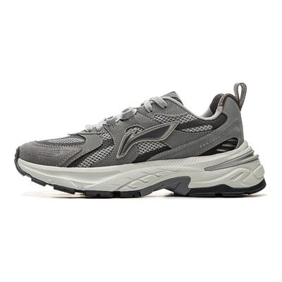 Li Ning Beichen 2K Comfortable Versatile Retro Thick Sole Height Increasing Non-Slip Wear-Resistant Low-Top Dad Shoes Women Sneaker Gray AGCU354-5