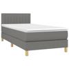 3140738 vidaXL Lit à sommier tapissier et matelas Gris foncé 90x190 cm Tissu