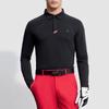 Fila Golf Series Solid Color Golf Knit Long Sleeve Polo Shirt Men Tops Deep-Black A11M345206FBK