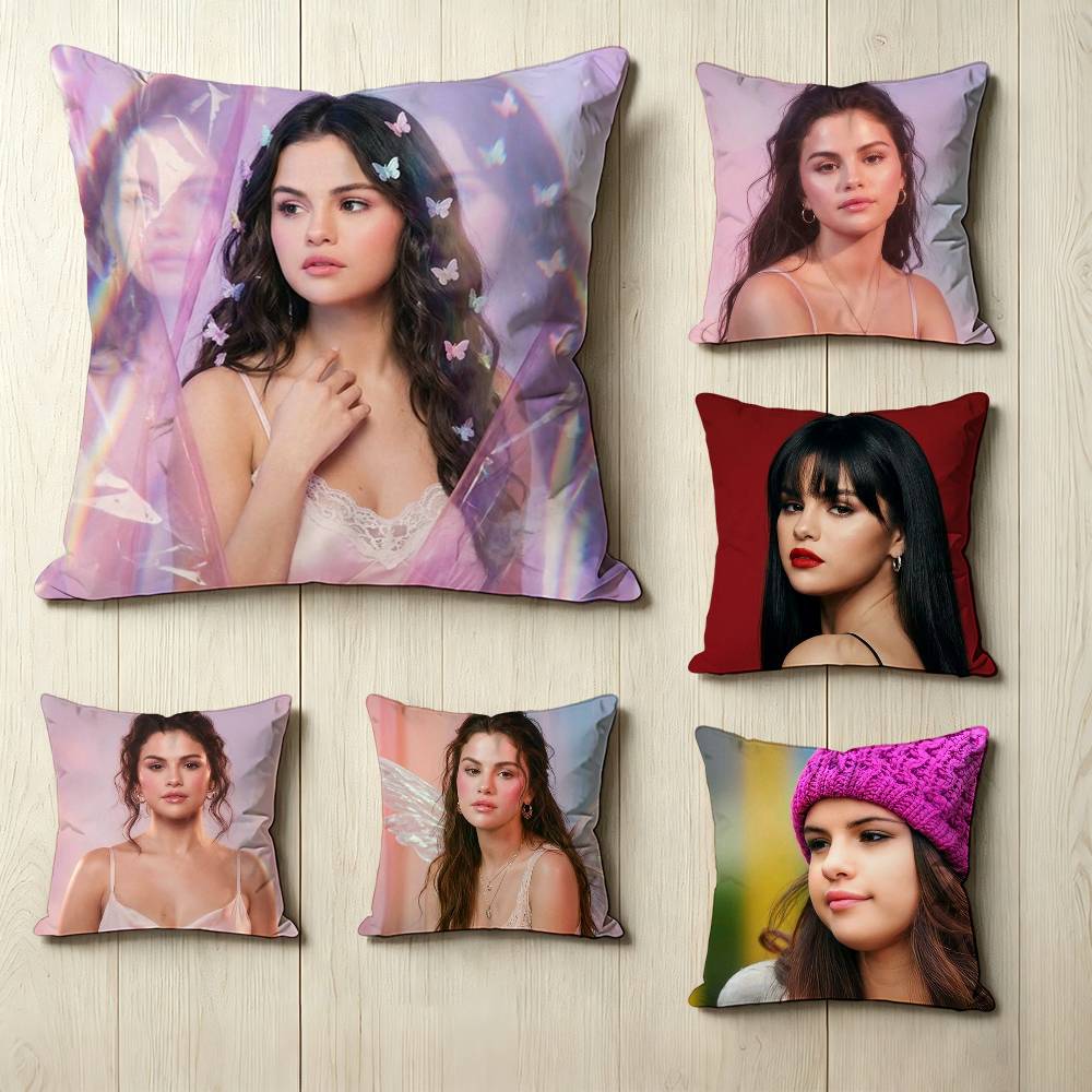 American pop Singer-Songwriter S-Selena G-Gomez Pillow Case Square Double-Sided Sofa Cushion Cover Bedroom Bedside Pillow