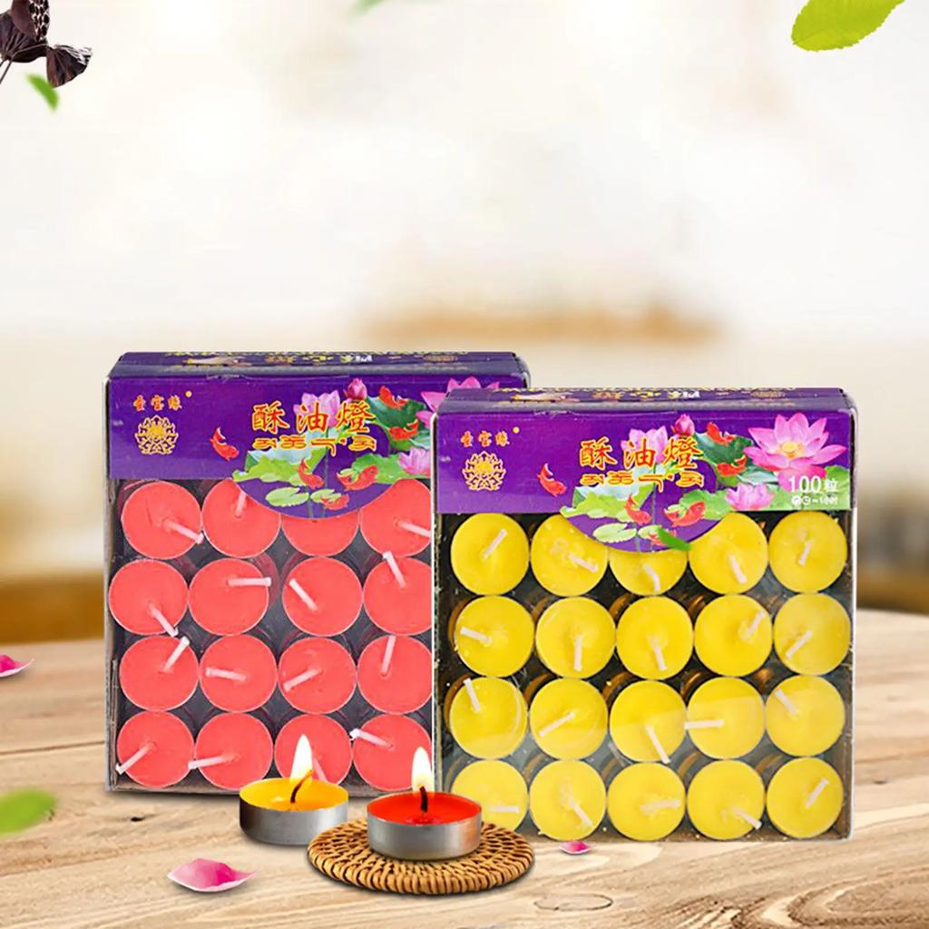 100x Teelicht Ghee Butterlampe Rauchfreie Kerzen Set für Meditation, Zeremonien, Altäre, Diwali Dekorative Nachtlicht Kerzen