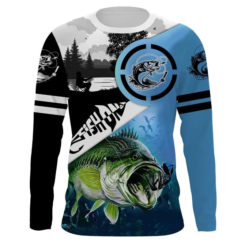 Men's Long Sleeve T-shirt 3d Fishing Print Graphic T Shirts Men Women Fashion Tops Tees Men's Clothing Outdoors Sportwear Tops