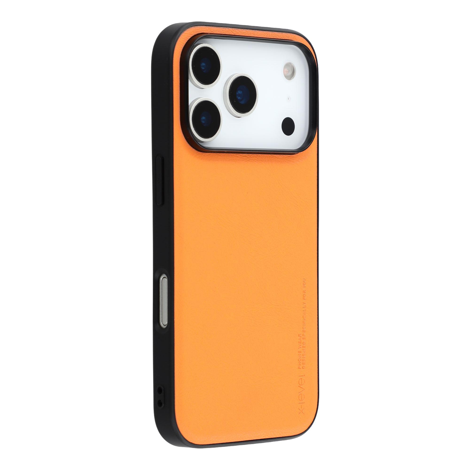 

X-LEVEL Bojue-3 Series For iPhone 17 Pro Max Case Leather Coated PC+TPU Phone Back Cover Orange