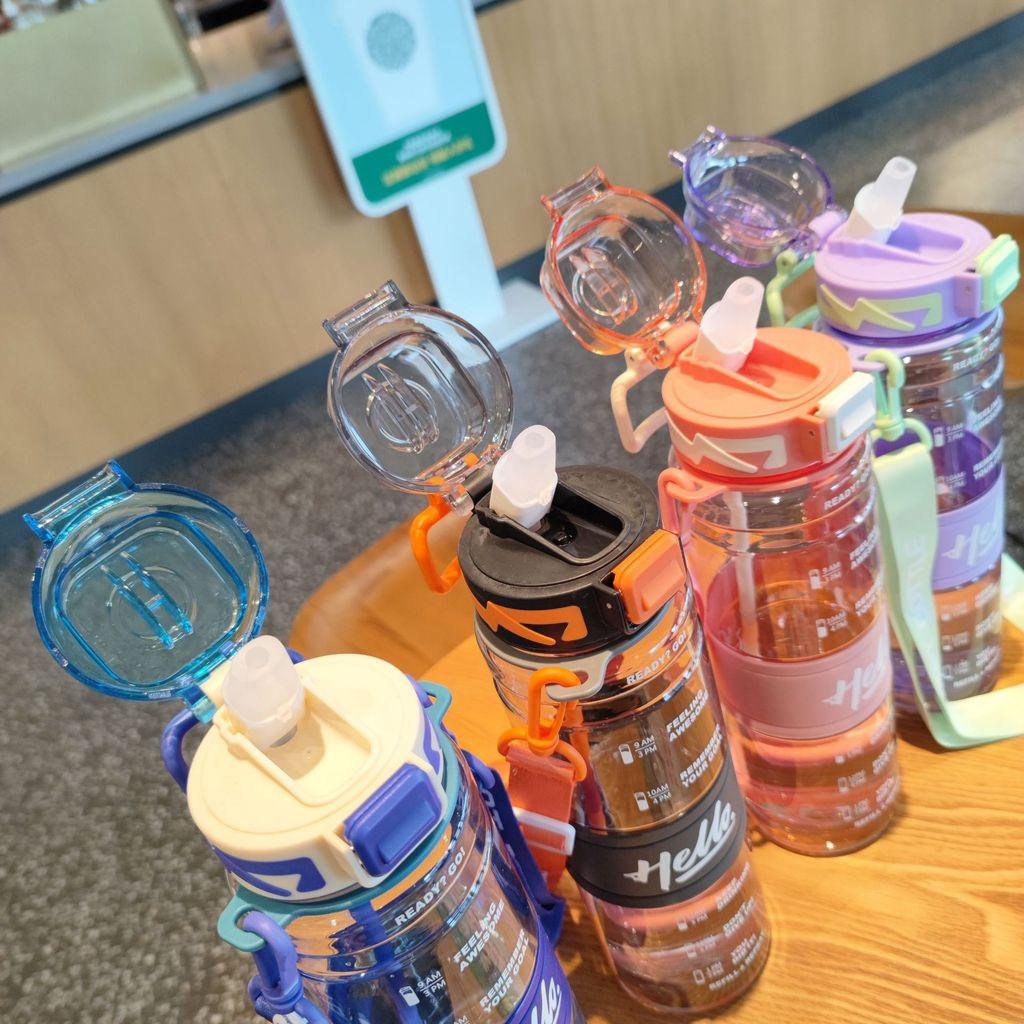Pc Water Bottle With Strap And Push Lid For Office Home Outdoor Use