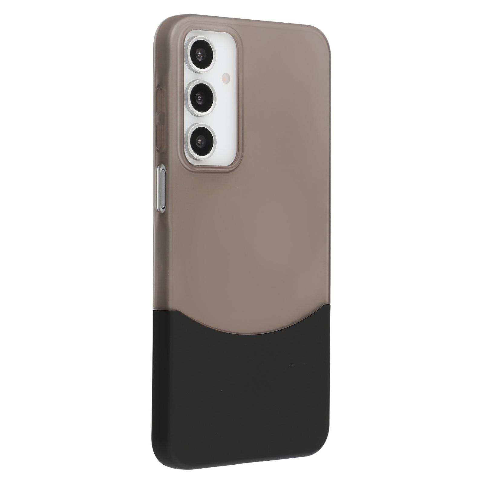 

For Samsung Galaxy A16 4G/5G Case Dual Color Splicing Matte PC Phone Cover Large Camera Cutout Transparent Black+Black