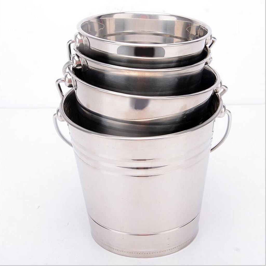 Stainless Steel Champagne Beer Ice Bucket Cooler with Handle for Home Party Bar 1.5L/2L/2.5L