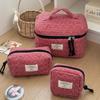 Classic Quilted Heart Makeup Bag Large Capacity Zipper Cosmetic Bag Korean Style Plaid Toiletry Pouch Outdoor