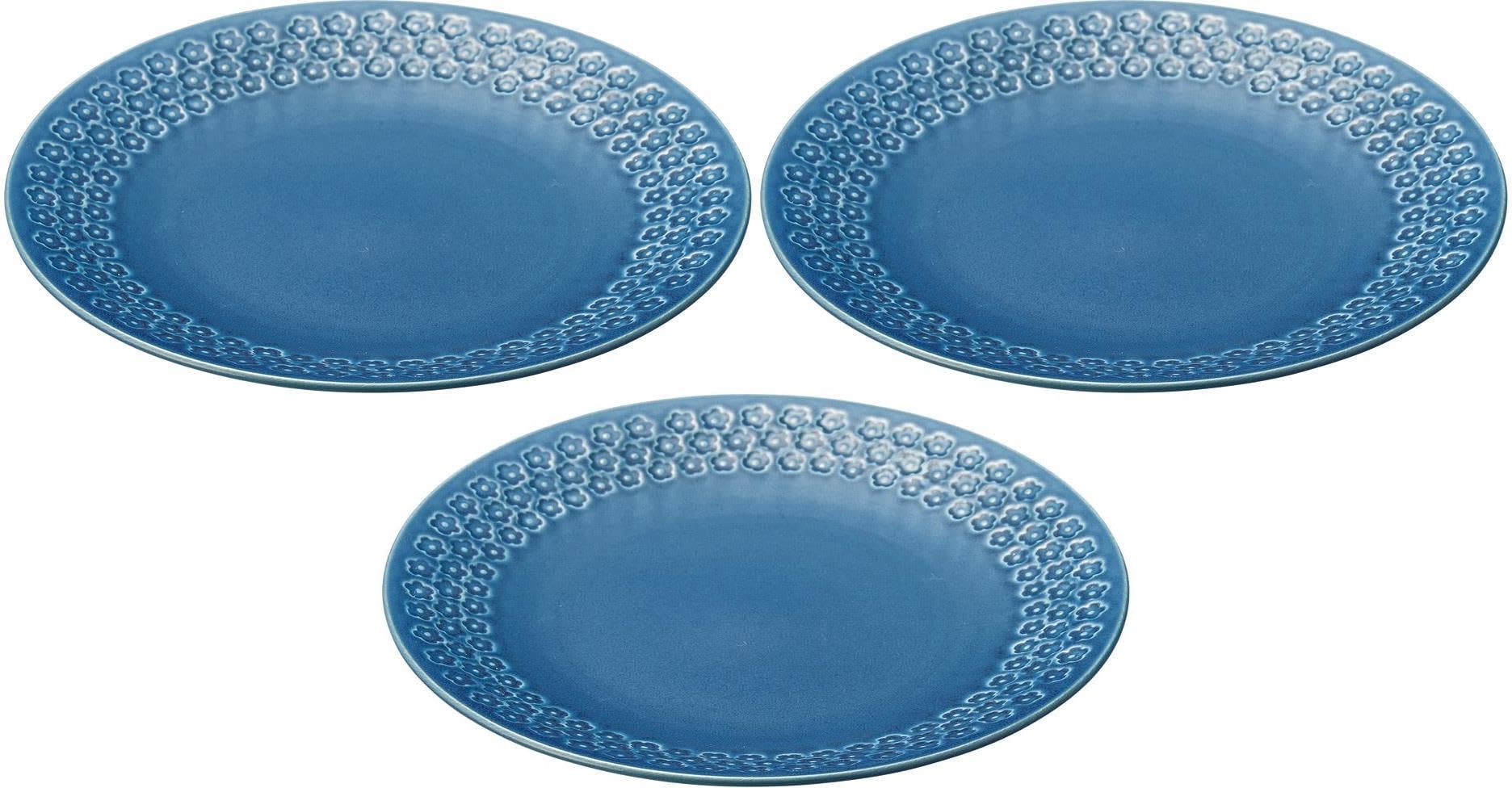 

Set of 3 Flower Stamps Plates Large Plates (Navy) 8.0 [25.5×3cm] темно-синий