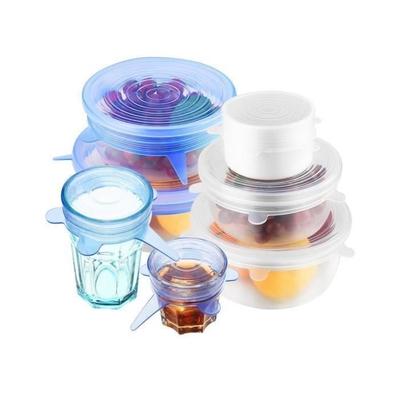 Set of 6 Stretchable Silicone Lids, ( Microwave Safe, Reusable) ,transparent