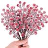 10PCS Artificial Frosted Red Berry Christmas Decoration Snow Fruit Ornament Winter Home Decor