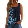 Women's Pleated Square Collar Sleeveless Vest Print T-shirt