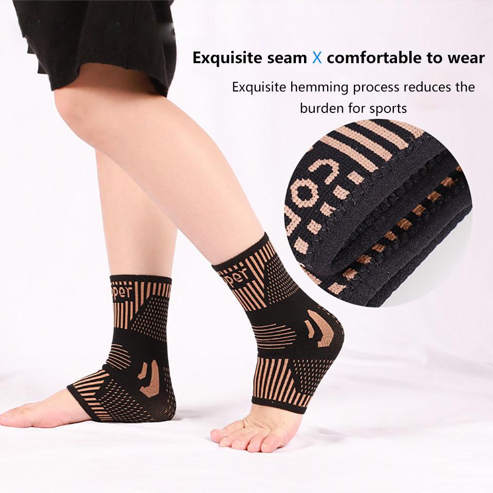 1Pcs Copper Ankle Brace Infused Compression Sleeve Support Ankle Achilles Tendon Pain Relief Plantar Fasciitis Sprained Unisex