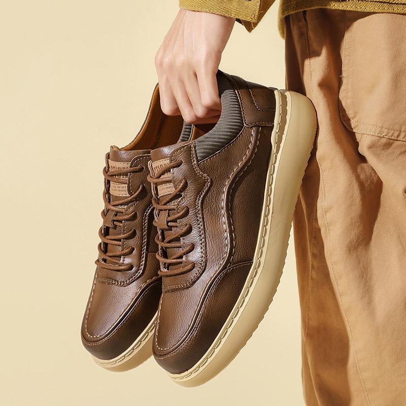 Men Leather Shoes Men Slip On Business Casual Leather Shoes Comfortable Fashion Casual Male Shoes