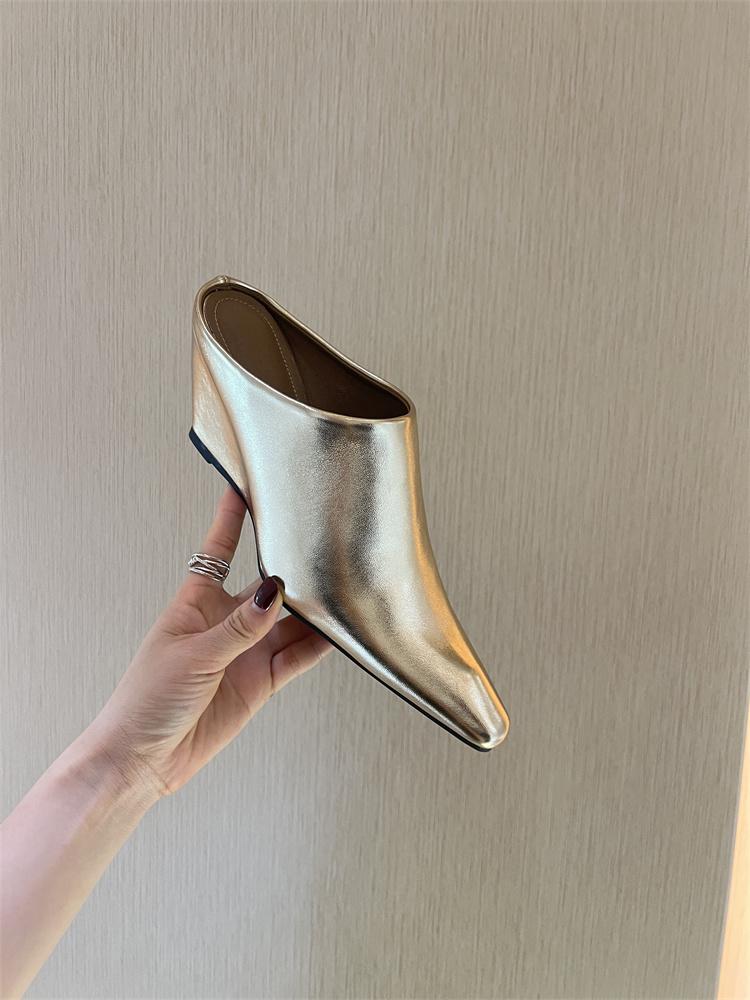 Fashion Slope Heel High Heel Sandals Fashion Outwear Chunky Heel Lazy Mules Closed Toe Slipper Loafers Slingback Slip On Mules For Women