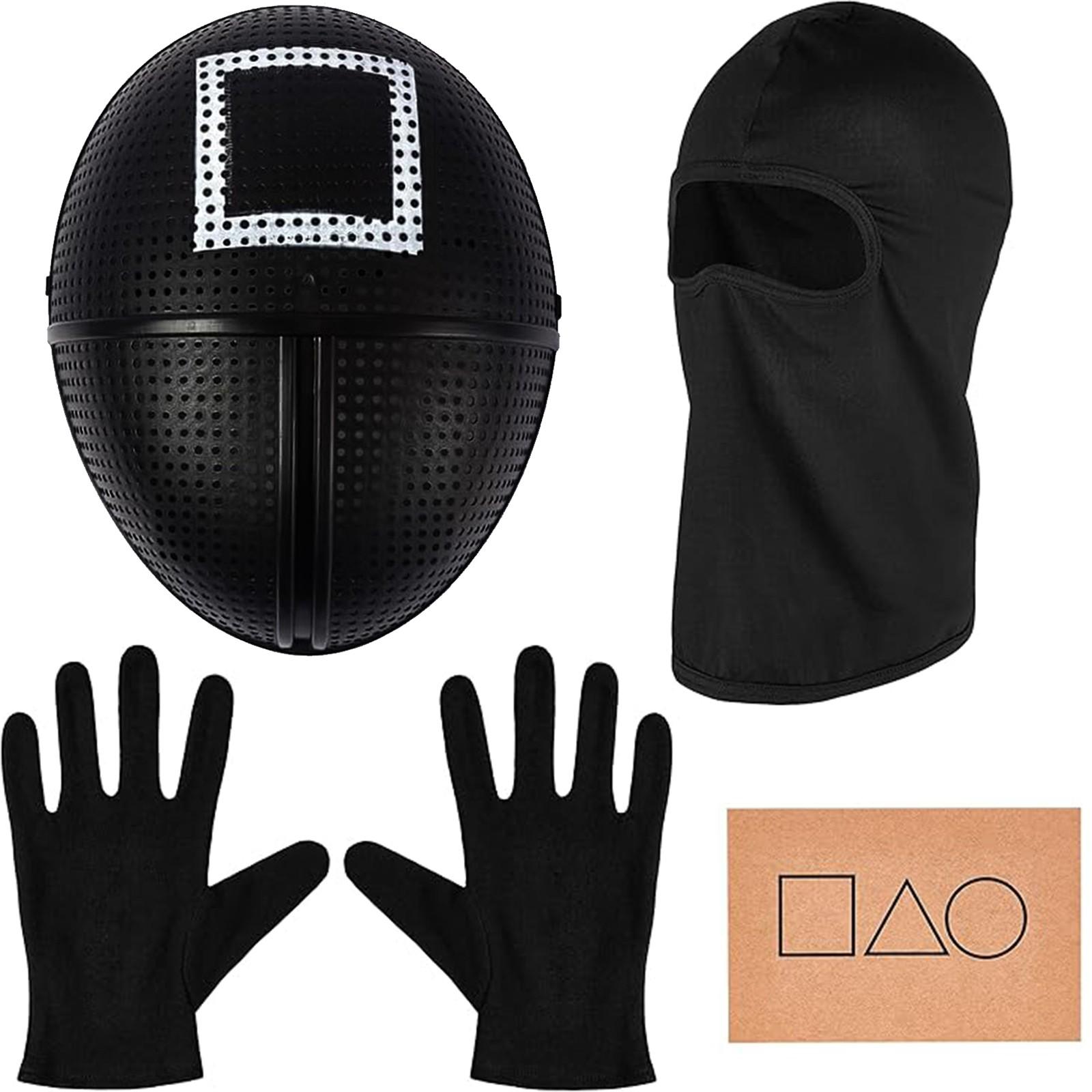 

Игровая маска + черные перчатки + черная маска для лица + 1 игральная карта для карнавала для мужчин и женщин, набор из четырех One Size