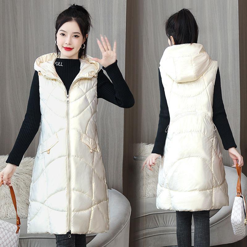 New leave-in glossy down cotton vest women's medium and long autumn and winter thickened vest jacket