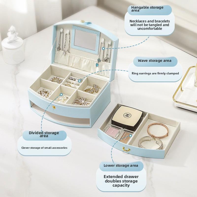 Jewelry Box Household Portable Jewelry Storage Box Large Capacity Necklace Children's Hair Accessories Flip Jewelry Storage Box Cross-border