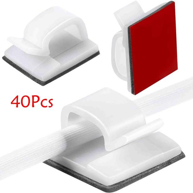 20/40 Pcs Self-adhesiv Cable Clips Wire Clips Cable Wire Management Wire Cable Holder Clamps for Car Office and Home