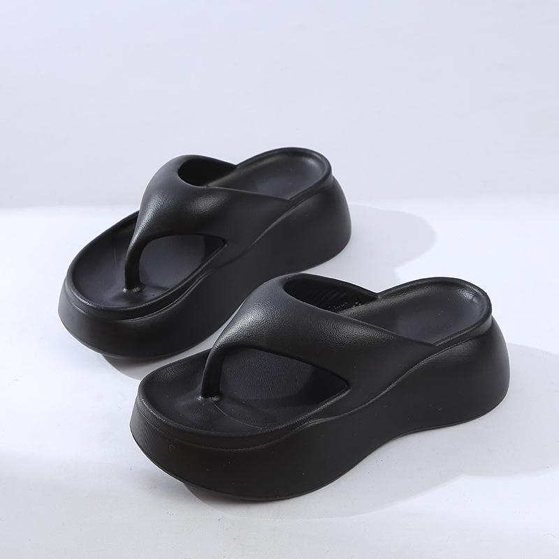 Hao Li Jia Women's Summer Thick Sole Height-Boosting Non-Slip Odor-Resistant EVA Flip Flops