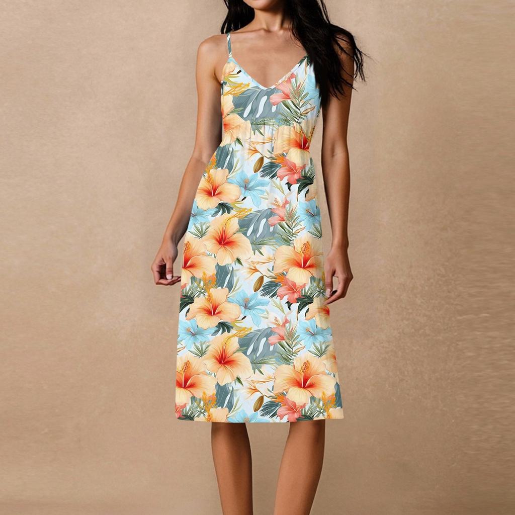 Dámské špagetové šaty bez zad s mašlí, volné, ležérní, plážové, prázdninové, letní šaty