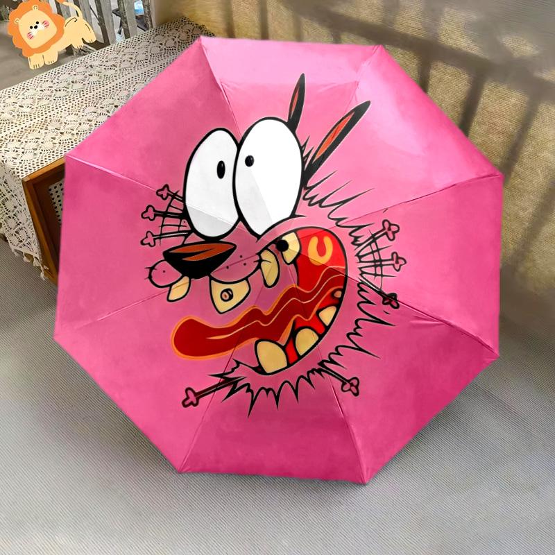 Courage the Cowardly Dog and Scooby-Doo  Pattern, Automatic Folding Umbrella, Portable and Foldable Design, 8 Ribs, a Christmas or Birthday Gift.