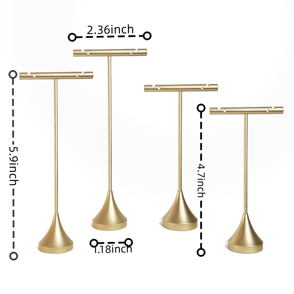 GISELA D Earring 4pcs Gold Earring Display Stand for Selling T Stand Retail Display Holder for T Bar Jewelry Organizer for Show Online for Photoshoot