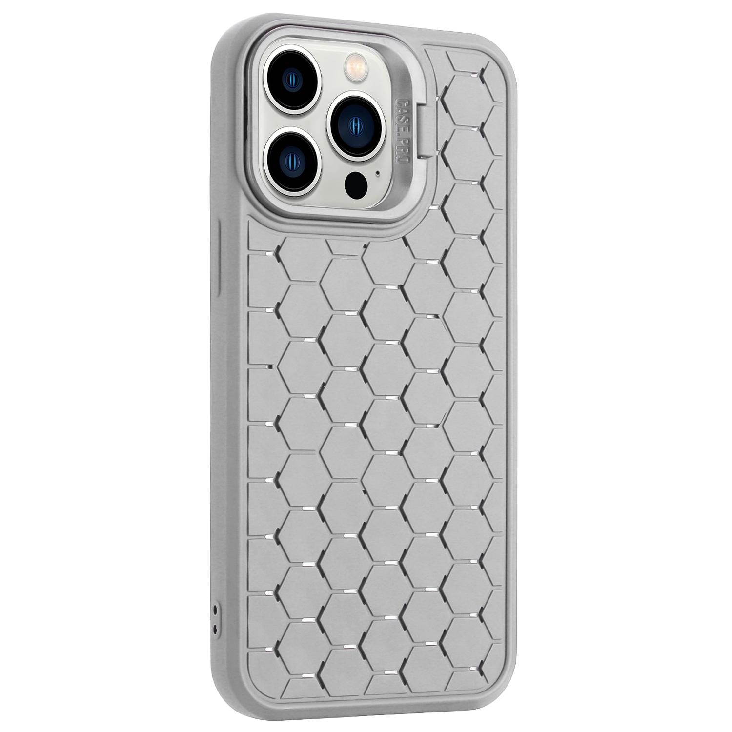 

For iPhone 12/12 Pro Kickstand Case Breathable Cooling TPU Phone Cover Grey