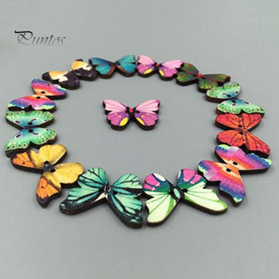 

50 шт./пакет, милые изысканные разноцветные пуговицы с 2 отверстиями и бабочкой для скрапбукинга, пуговицы для одежды для ежедневного использования разноцветный