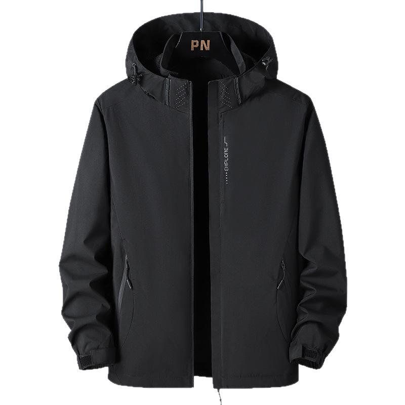 Windproof Waterproof Hooded Jacket for Couples - Versatile Spring/Autumn Outerwear for Trendy, Casual Mountaineering.