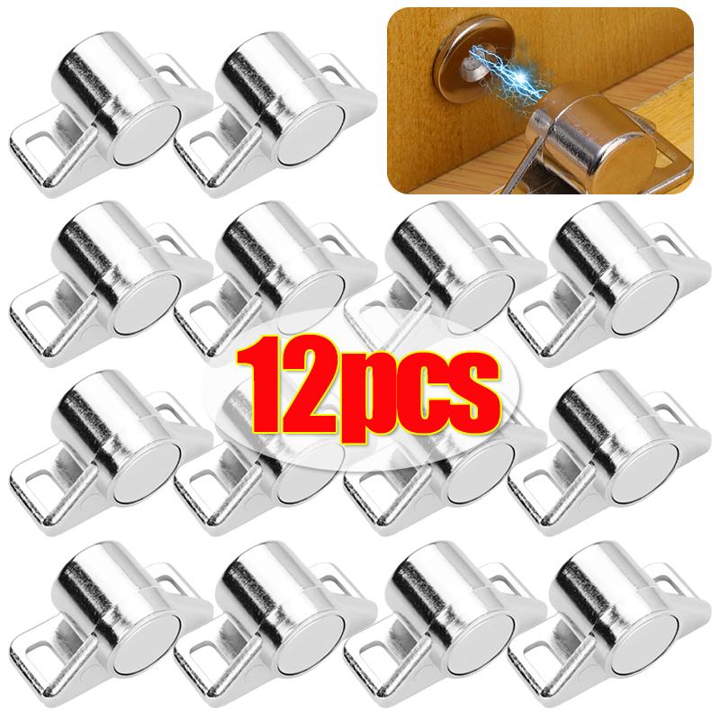 12-1Sets Magnet Cabinet Door Catch Powerful Alloy Cupboard Wardrobe Drawer Magnetic Latches Closer Door Stops Furniture Hardware