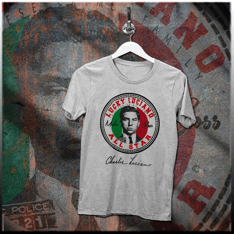 

Lucky Luciano T-Shirt Mobster Gangster Crime Boss Genovese Crime Family Mob Tee 4XL
