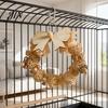 Bird Chew Toy Wooden Bow Ring Parrot Toy, Chewing with Rattan Ball, Natural Wood Hanging for African Grey Cockatoos Macaws, Cage Accessories