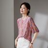 SOFSIL 2026 Summer Floral Print Mulberry Silk Top