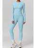 Elastic Brushed Yoga Set: Quick-Dry Fitness Wear with Long-Sleeve Top and Running Pants, Perfect for Spring/Autumn.