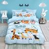 Children's duvet cover Cartoon Animals BeddingSetAnimals Zoo Duvet Cover Set King Size Polyester Quilt Cover + Pillowcase