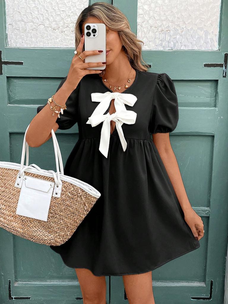 Women's Autumn New Dress One-Shoulder Solid Color Waist Slim Fit A-Line Dress
