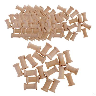 120Pcs Wooden Empty Thread Spools Reels for Bobbin Cord Rope Chain DIY