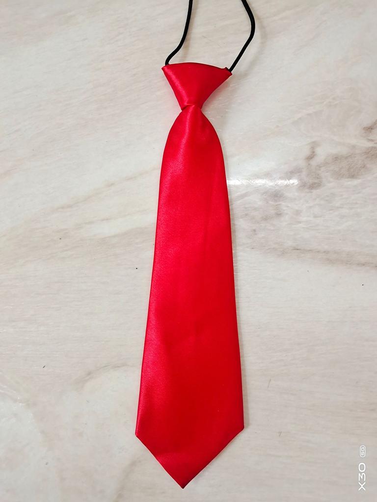 28Cm Children'S Tie Bright Monochrome Rubber Band One-Color Tie Monochrome Children'S Tie Student Tie Satin Tie