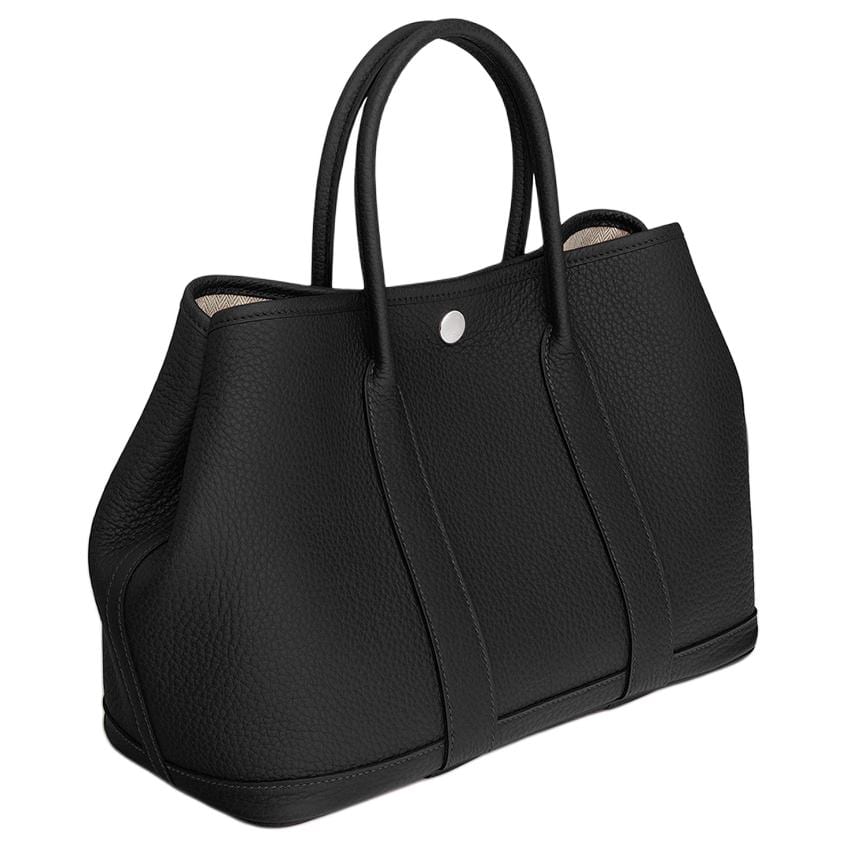 HERMES Garden Party Negonda Calfskin Handbag 30 Women's 89 Noir Black H051568CK89