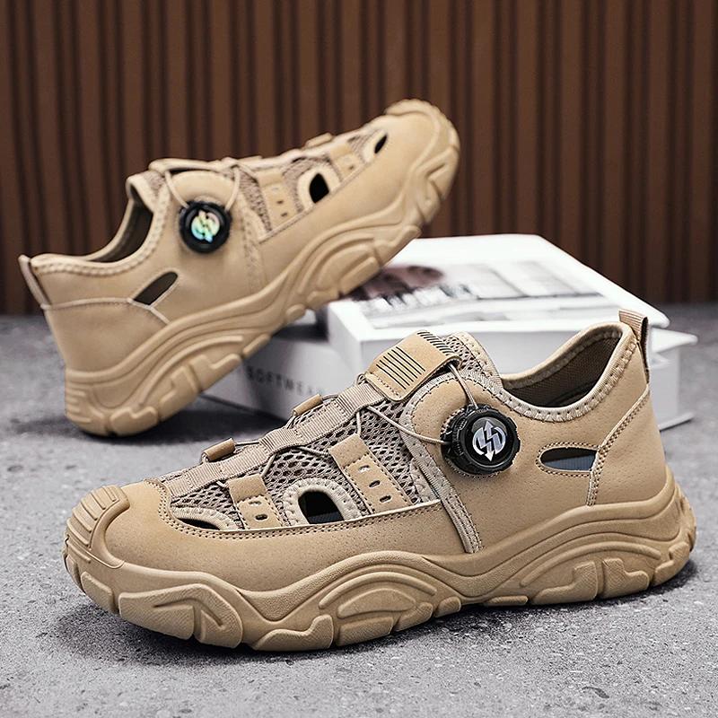 Fashion Men's Summer Breathable Outdoor Sports Shoes Hollow Out Casual Water-Proof Sandals Comfortable Beach Shoes Zapatos Para Hombre
