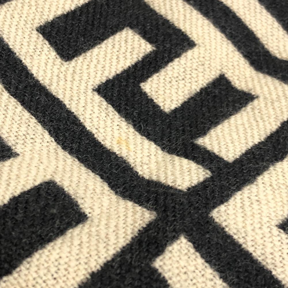FENDI Zucca pattern Reversible Stole/Shawl Scarf wool Black/Beige