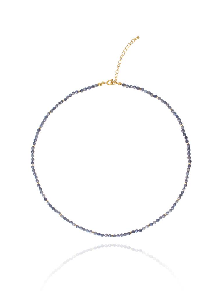 Bien Vetu 3Mm Carved Sapphire Gold Ring Layered Necklace